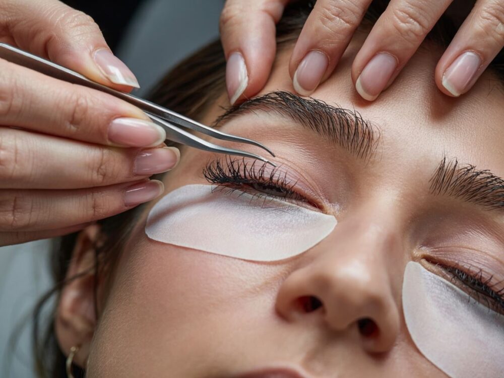 aplikacja kępek rzęs