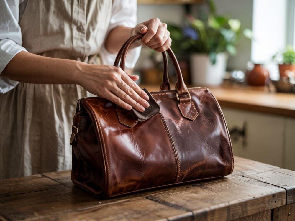 czysta brązowa torebka skórzana