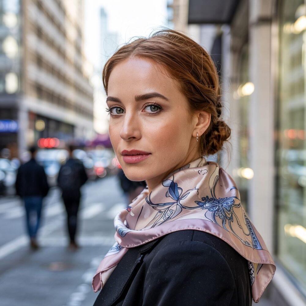 elegancka kobieta z szalikiem