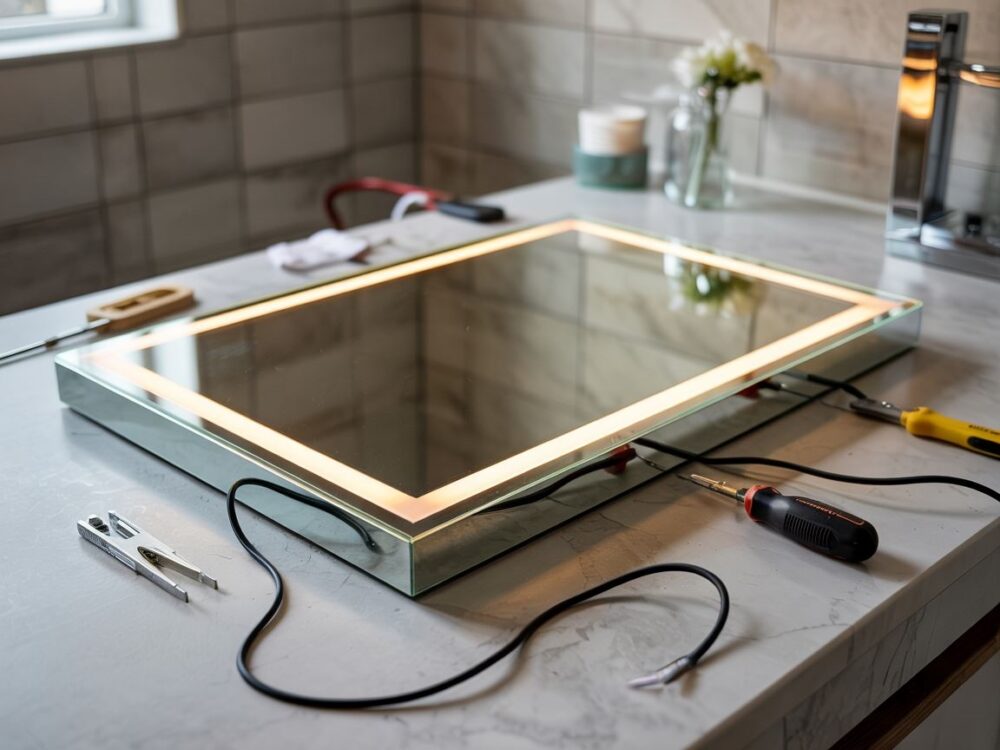 instalacja lustra łazienkowego