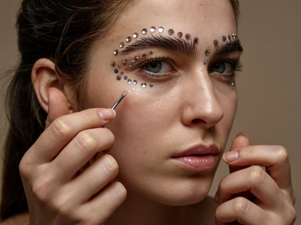 kryształki na twarzy