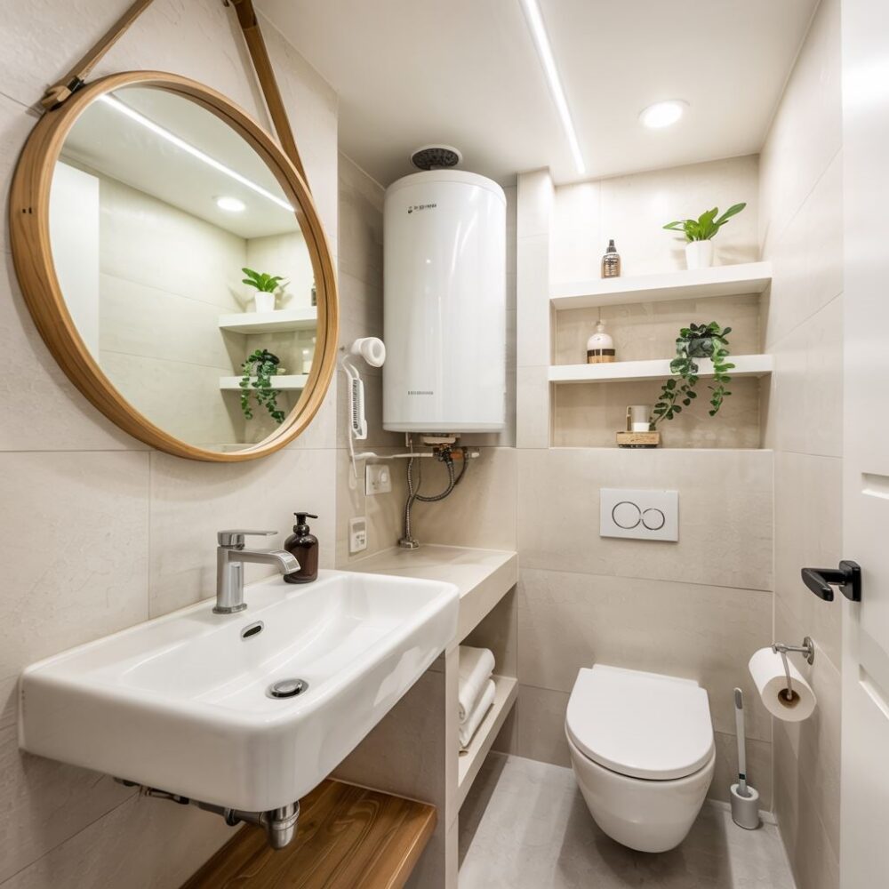 mała łazienka z zabudową