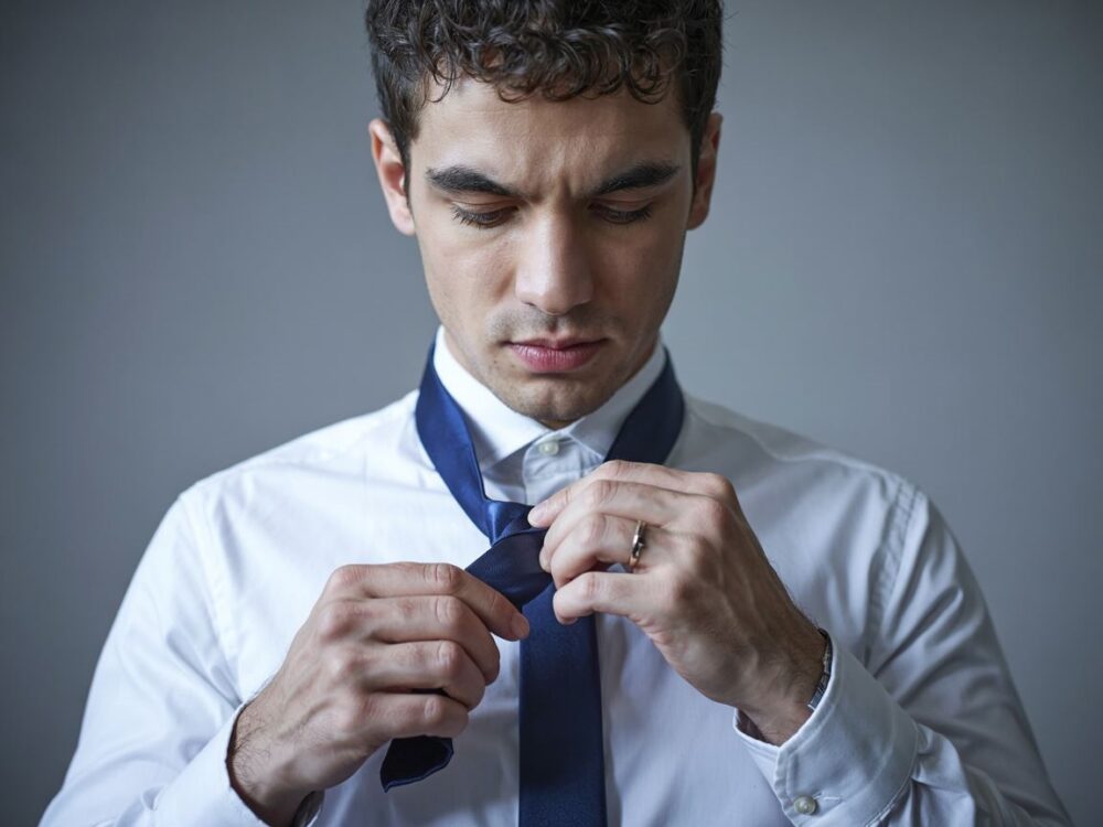 męskie dłonie krawat