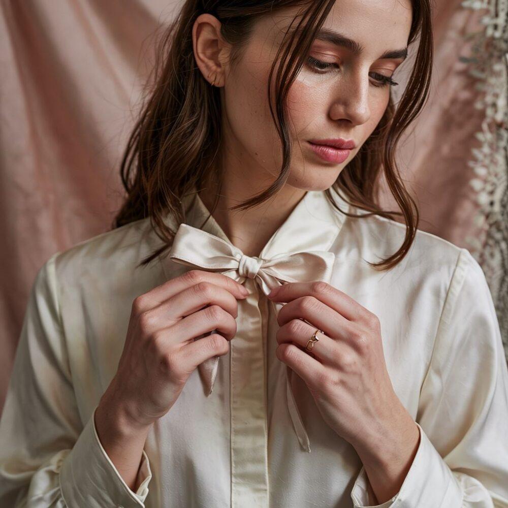 modna bluzka z kokardą