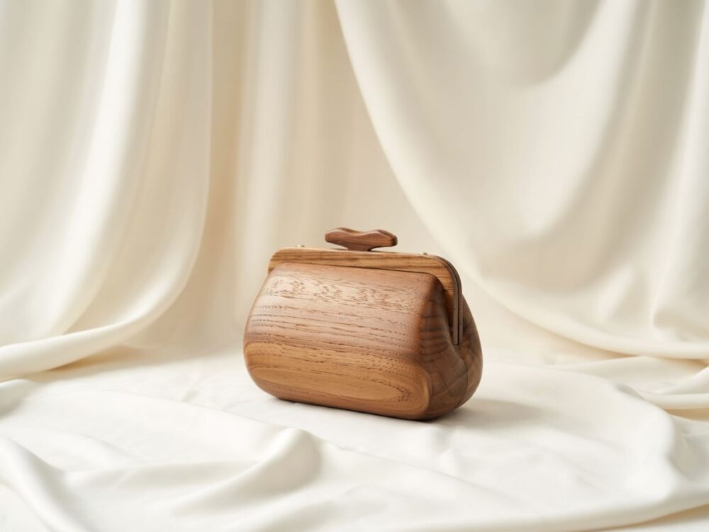 modna torebka z drewna