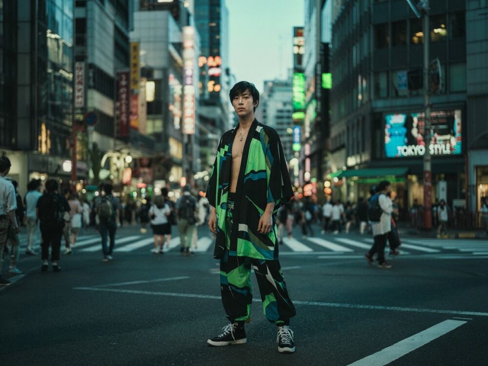 modny mężczyzna Japonia