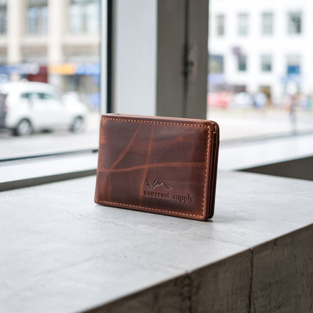 modny portfel na stole