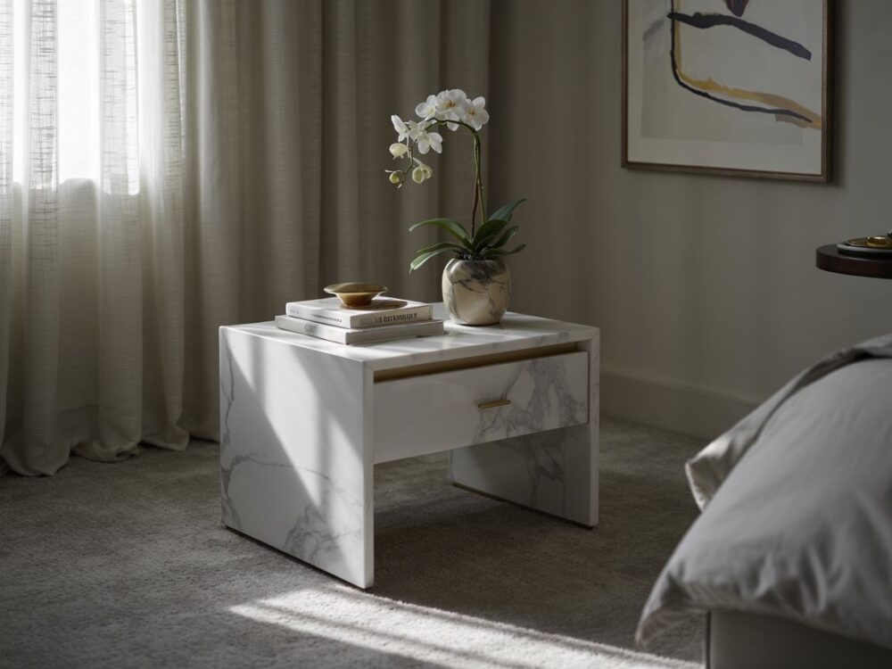 nowoczesny stolik przy łóżku