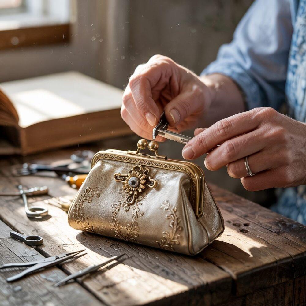 ręce przy zamku torebki