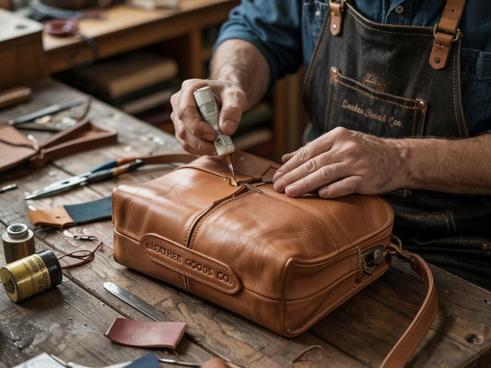 sklejanie skóry torebki