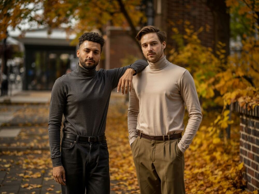 stylizacja męska z golfem