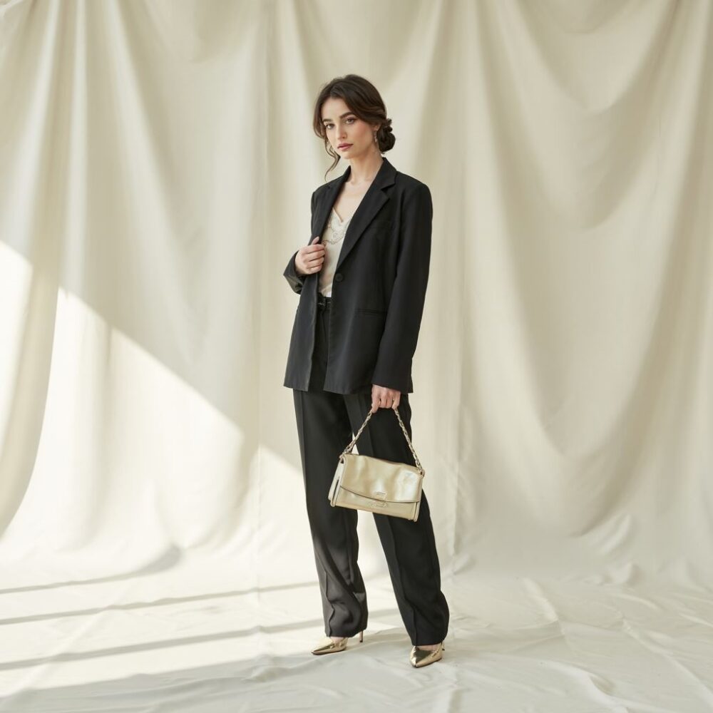 stylowa kobieta z torebką