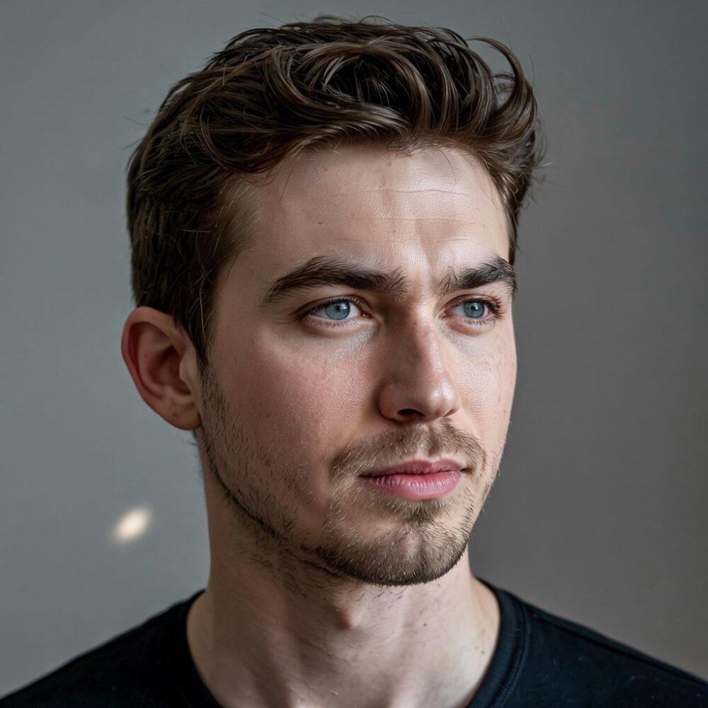 stylowy mężczyzna z owalną twarzą