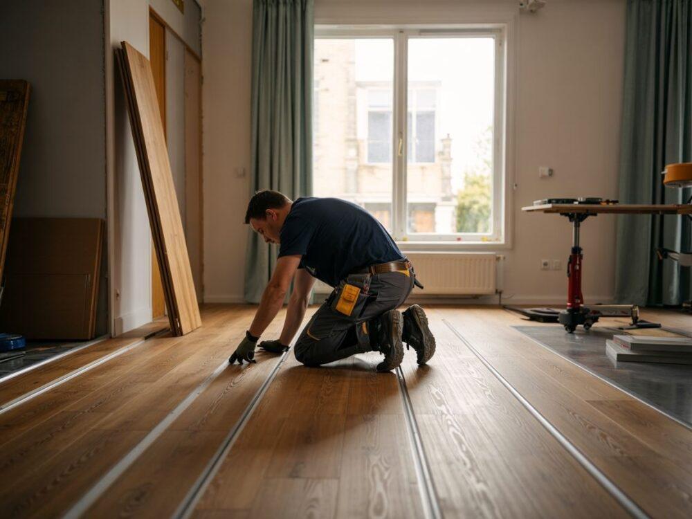 układanie paneli przy oknie