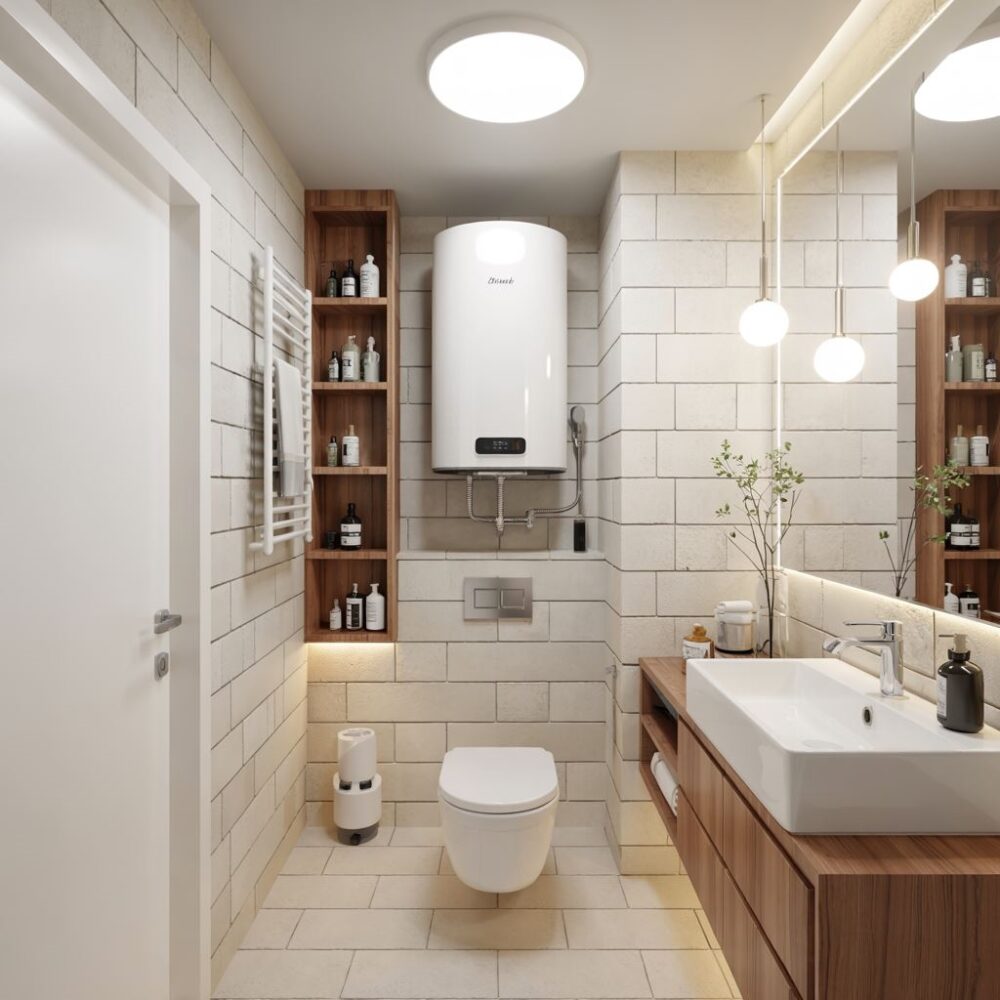 ukryty bojler w łazience