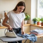 wygładzanie bluzki ręcznikiem