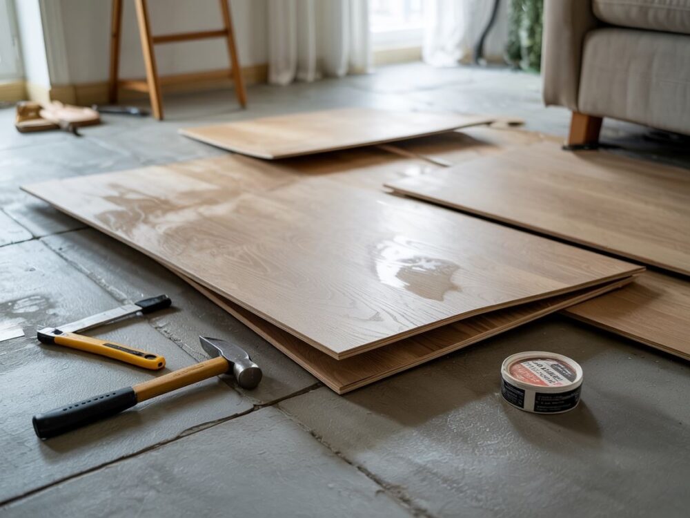 zniszczona podłoga laminowana